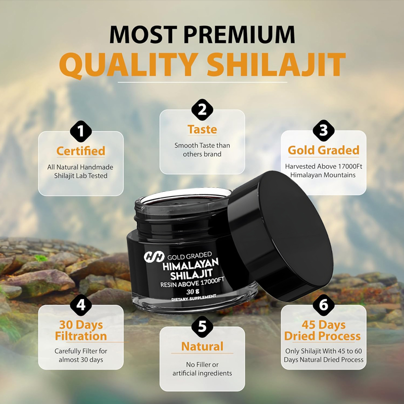 Shilajit Resin Pure - راتنج الشيلاجيت الهيمالايي النقي، مجفف طبيعياً
