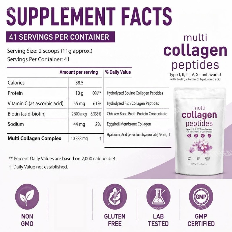 مسحوق ببتيدات الكولاجين المتعد - مراجعة Collagen Peptide Powder وسعره